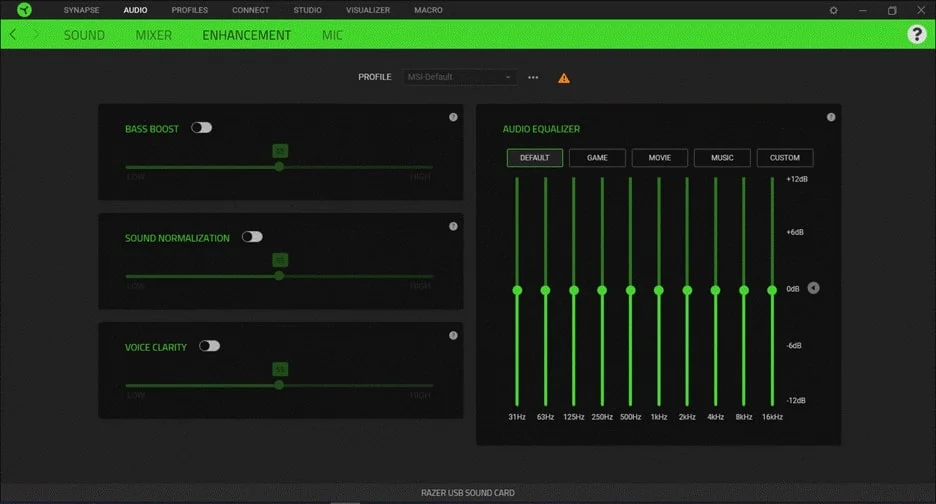 Screenshot of the Synapse software interface for customizing peripherals